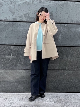 「アイテム（ノーカラーコート）」を使った、吉村佳菜子さん（レディース・160cm）の春コーディネート