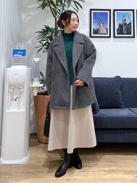 「アイテム（ピーコート、グレー系）」を使った、canaさん（レディース・160cm）の冬コーディネート