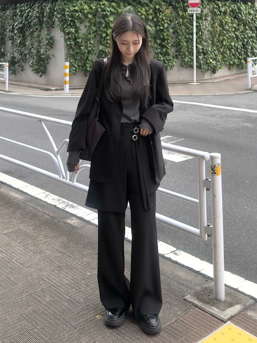 完売品　SENEE ウエストベルトテーラードジャケット ブラック S waist belt tailored jacket（ウエストベルトテーラードジャケット