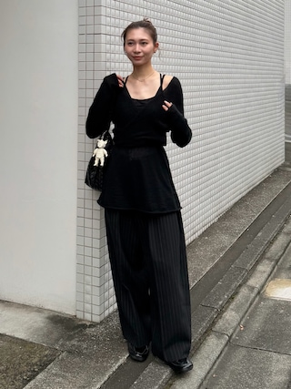 「KHOKI(コッキ)の【KHOKI】Pleats bonded wool pants(スラックス)」を使った、meiさん(レディース・161cm)の秋コーディネート