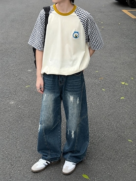 「HOOK（フック）のアイテム（トップス）」を使った、HOOK officialさん（メンズ・175cm）の夏コーディネート
