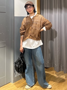 「Right-on（ライトオン）のアイテム（帽子）」を使った、阿部みかさん（レディース・158cm）の春コーディネート