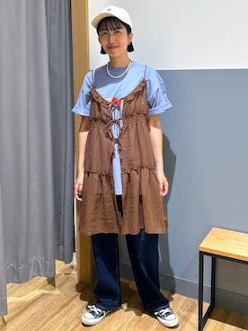 「EDWIN（エドウィン）のアイテム」を使った、阿部みかさん（レディース・158cm）の夏コーディネート