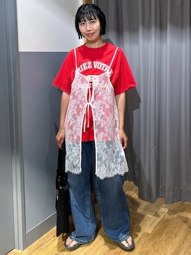 「SOMETHING（サムシング）のアイテム（パンツ）」を使った、阿部みかさん（レディース・158cm）の夏コーディネート