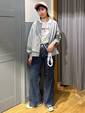 「Right-on（ライトオン）のアイテム（帽子）」を使った、阿部みかさん（レディース・158cm）の春コーディネート