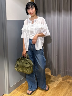 「SOMETHING（サムシング）のアイテム（パンツ）」を使った、阿部みかさん（レディース・158cm）の夏コーディネート