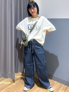 「SOMETHING（サムシング）のアイテム（パンツ）」を使った、阿部みかさん（レディース・158cm）の夏コーディネート