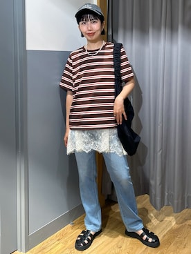 「SOMETHING（サムシング）のアイテム（パンツ）」を使った、阿部みかさん（レディース・158cm）の夏コーディネート