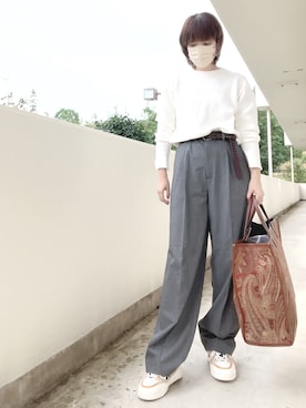 「A VACATION（アヴァケーション）のアイテム（バッグ）」を使った、ゆうゆさん（レディース・165cm）の秋コーディネート