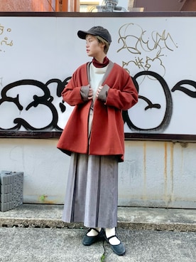 「note et silence （ノートエシロンス）のアイテム（ノーカラージャケット）」を使った、えぐちさん（レディース・162cm）の冬コーディネート