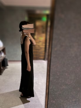 「Bonjour Sagan（ボンジュールサガン）の裾フレアタンクロングワンピース（ワンピース、ブラック系）」を使った、tsuigekin0otsuboneさん（レディース・165cm）の夏コーディネート