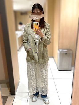 「UNE MANSION（ユヌマンション）のアイテム（ジャケット/アウター）」を使った、tsuigekin0otsuboneさん（レディース・164cm）の秋コーディネート