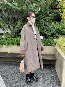 「CPCM（シーピーシーエム）のアイテム（ステンカラーコート）」を使った、nanakoさん（レディース・162cm）の秋コーディネート