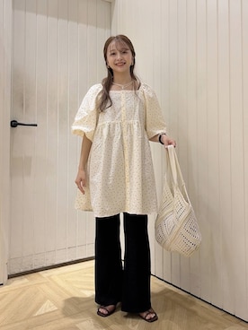 「LOWRYS FARM（ローリーズファーム）のアソートフレアパンツ　 640995（その他パンツ、ブラック系）」を使った、rinangoさん（レディース・146cm）の夏コーディネート