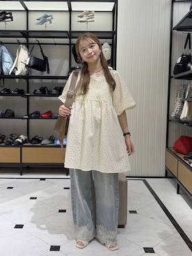 「LOWRYS FARM（ローリーズファーム）のレースデニム　601055（デニムパンツ、ブルー系）」を使った、rinangoさん（レディース・146cm）の夏コーディネート