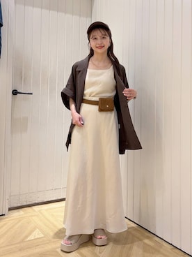 「LOWRYS FARM（ローリーズファーム）のストレッチサテンスカート　 290120（スカート、ホワイト系）」を使った、rinangoさん（レディース・146cm）の春コーディネート
