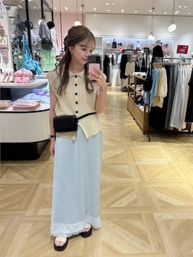 「アイテム（スカート、ブルー系）」を使った、rinangoさん（レディース・146cm）の夏コーディネート