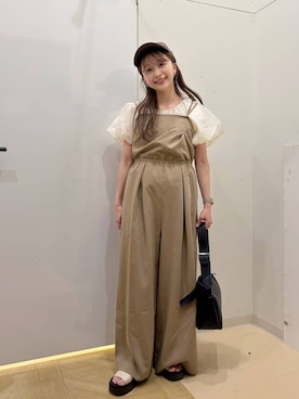 「LOWRYS FARM（ローリーズファーム）の【LFM(U)】newhattan／ＬＯＧＯ　ＣＡＰ　 581267（キャップ、ブラウン系）」を使った、rinangoさん（レディース・146cm）の春コーディネート