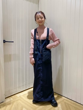 「アイテム（ジャンパースカート、ブルー系）」を使った、rinangoさん（レディース・146cm）の秋コーディネート
