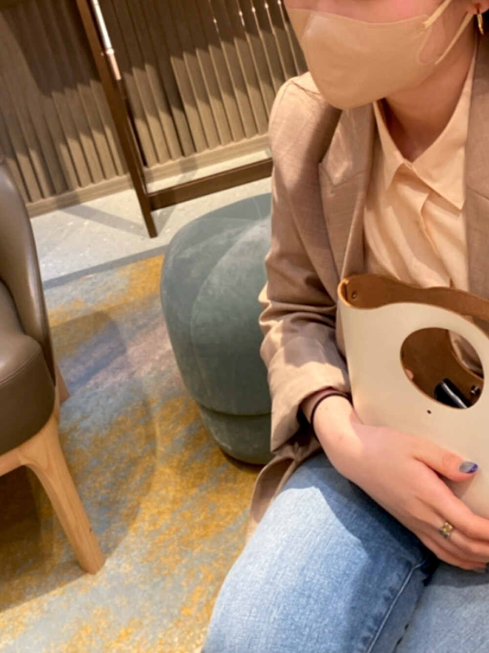 「休日スタイル、大人カジュアル、パンツスタイル、デニム、シアーシャツ、Hender Scheme」｜「UNIQLOのアイテム（シャツ/ブラウス、ピンク系）」を使った、ﾏさん（レディース・153cm）の夏コーディネートの1枚目の写真