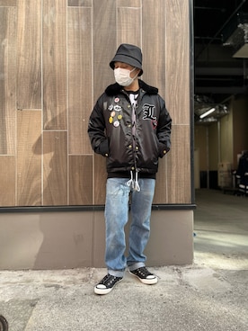 「ISAMU KATAYAMA BACKLASH（イサムカタヤマバックラッシュ）のアイテム（シューズ）」を使った、Koutaro Makitaさん（メンズ・168cm）の秋コーディネート