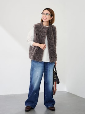 「アイテム（その他アウター、グレー系）」を使った、tomoさん（レディース・165cm）の秋コーディネート