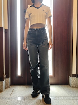 「アイテム（ポロシャツ）」を使った、Kocoさん（レディース・167cm）の夏コーディネート