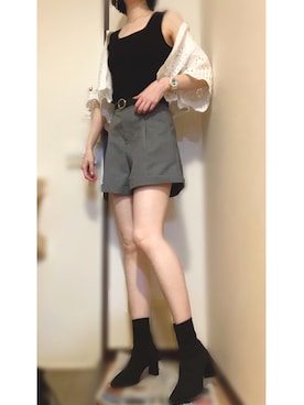 「GRL」｜「アイテム（タンクトップ）」を使った、Kocoさん（レディース・167cm）の秋コーディネート