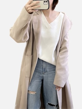 「SpRay（スプレイ）のアイテム（ノーカラーコート）」を使った、2さん（レディース・166cm）の春コーディネート