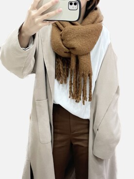 「SpRay（スプレイ）のアイテム（ノーカラーコート）」を使った、2さん（レディース・166cm）の冬コーディネート