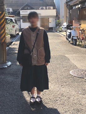 「ピクニック」｜「アイテム（その他アウター）」を使った、こぶたさん（レディース・147cm）の秋コーディネート