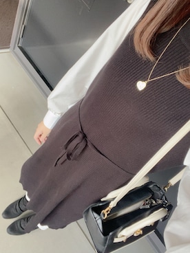 「GUコーデ」｜「アイテム（シャツワンピース）」を使った、あいさん（レディース・165cm）の冬コーディネート