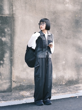 「LEPSIM（レプシィム）の加工WZIPベスト　581582（ベスト）」を使った、ChiChiさん（レディース・149cm）の秋コーディネート