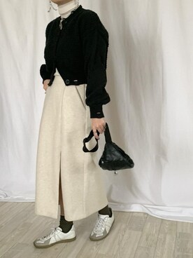 「ISOOK（アイスー）のアイテム（スカート）」を使った、yuさん（レディース・156cm）の冬コーディネート
