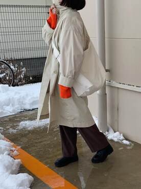 「UNIQLO（ユニクロ）のアイテム（トレンチコート）」を使った、yuさん（レディース・156cm）の冬コーディネート