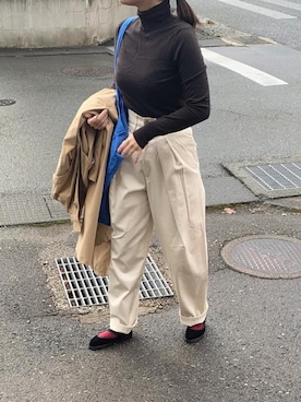 「リブニット」｜「アイテム（その他シューズ）」を使った、yuさん（レディース・156cm）の秋コーディネート
