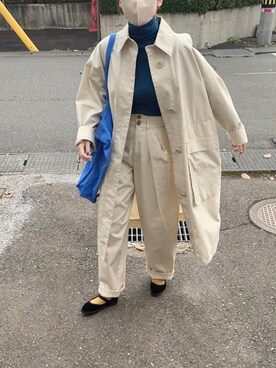「ブルーコーデ」｜「アイテム（その他シューズ）」を使った、yuさん（レディース・156cm）の秋コーディネート