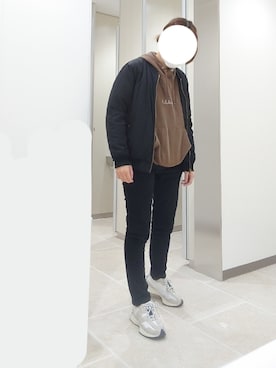 「ボーイッシュ」｜「アイテム（MA-1）」を使った、おがぱんさん（レディース・154cm）の冬コーディネート
