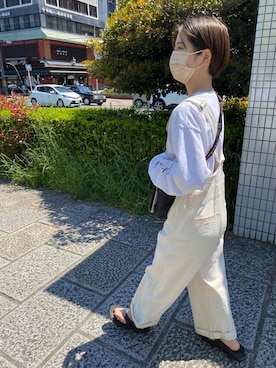 「UNIVERSAL OVERALL（ユニバーサルオーバーオール）のアイテム（サロペット/オーバーオール）」を使った、yuiiiiiiさん（レディース・154cm）の春コーディネート