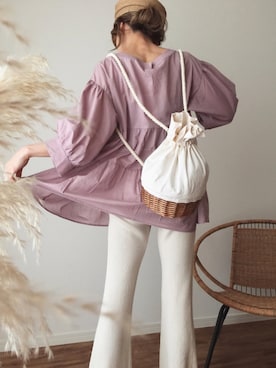 「春カラー」｜「アイテム（キャスケット）」を使った、階上実穂さん（レディース・158cm）の春コーディネート