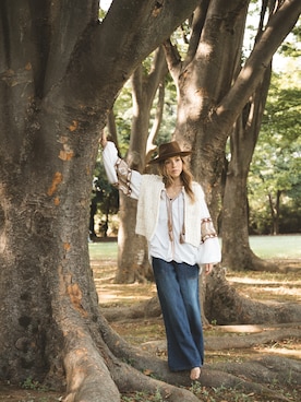 「アイテム（サロペット/オーバーオール）」を使った、階上実穂さん（レディース・158cm・30代）の秋コーディネート