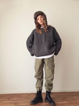 階上実穂さん（レディース・158cm）の冬コーディネート