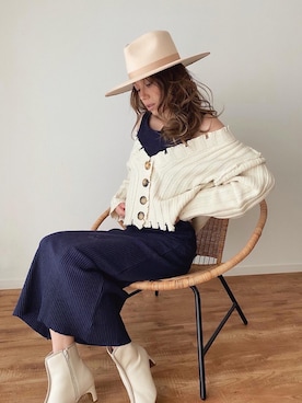 階上実穂さん（レディース・158cm）の冬コーディネート