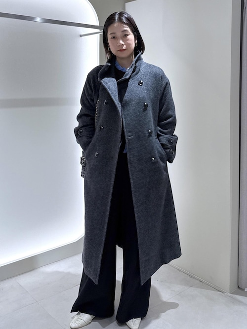 尾州シャギースタンドカラーロングコート/静電気防止・WEB限定PS・TM