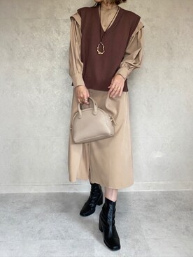 「ECRIRE×miho.a.nico」｜miho🅰ニコさん（レディース・165cm）の冬コーディネート