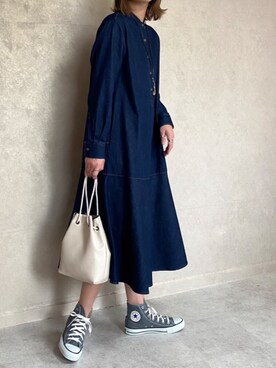 「コラボレーション」｜「アイテム（ワンピース/ドレス）」を使った、miho🅰ニコさん（レディース・165cm）の春コーディネート