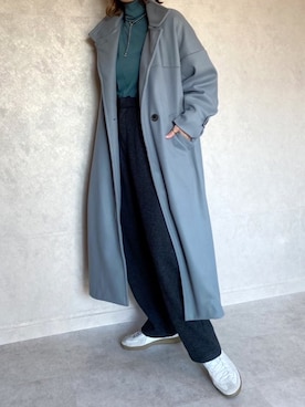 「ロング丈」｜「アイテム（その他アウター）」を使った、miho🅰ニコさん（レディース・165cm）の冬コーディネート