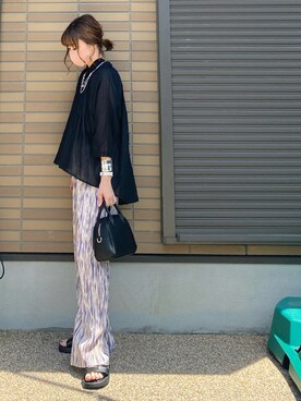 「TODAYFUL（トゥデイフル）のアソートチェーンネックレス（ネックレス）」を使った、miho🅰ニコさん（レディース・165cm）の夏コーディネート