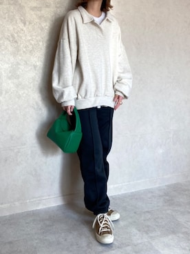 「MHL.（エムエイチエル）のMHL ALL STAR（スニーカー）」を使った、miho🅰ニコさん（レディース・165cm）の春コーディネート