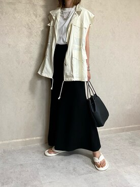 「ベストコーデ」｜「アイテム（ミリタリージャケット）」を使った、miho🅰ニコさん（レディース・165cm）の夏コーディネート